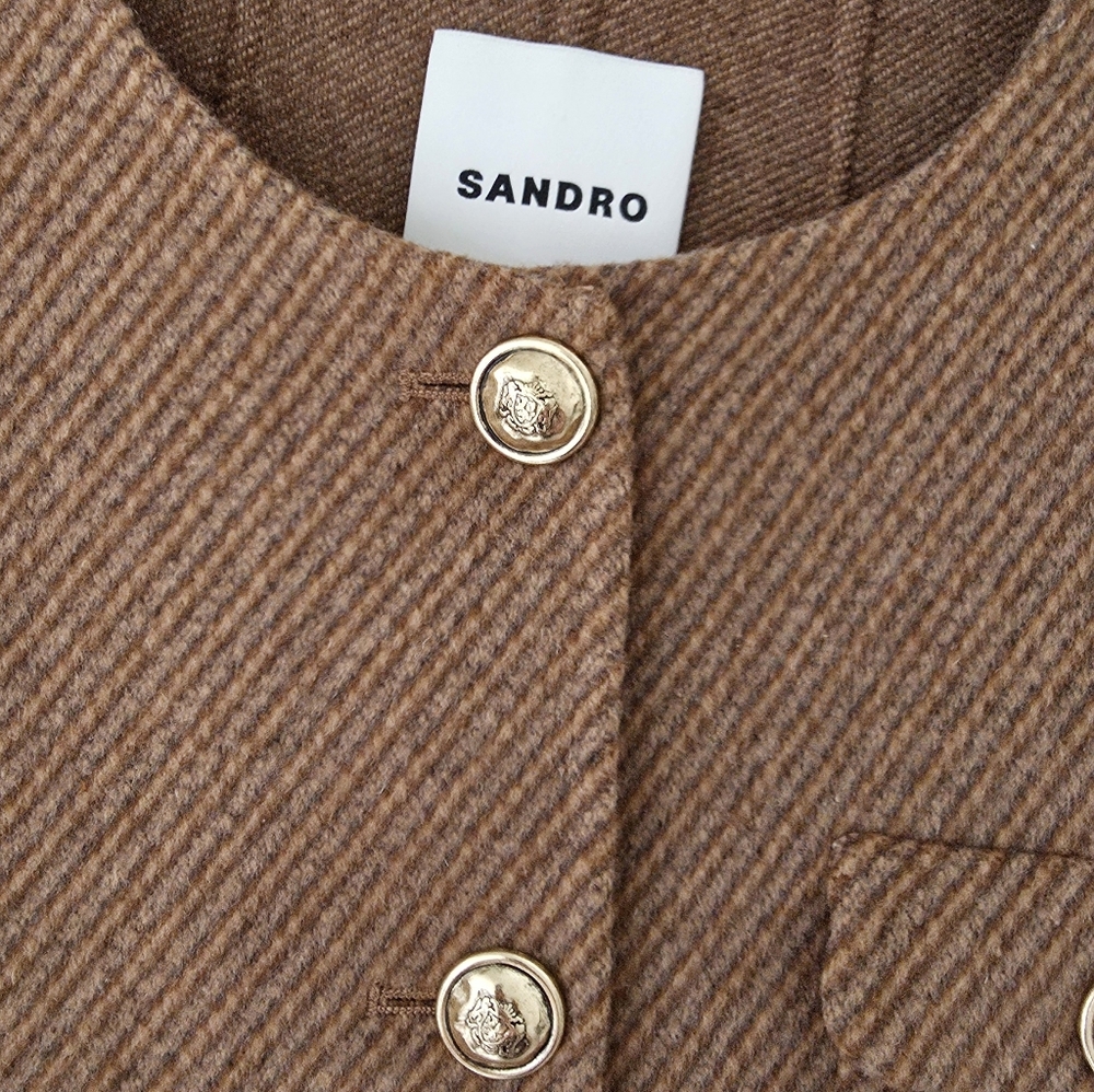 Sandro Brown Wool-Blend Jacket - Picture 2 of 6